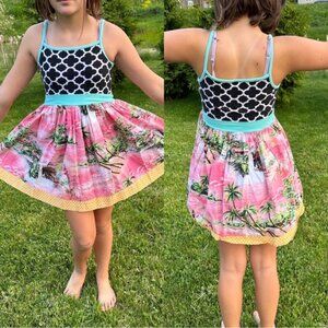K Pea Originals | Tropical Print Hawaiian Twirl Tank Dress | Size 12